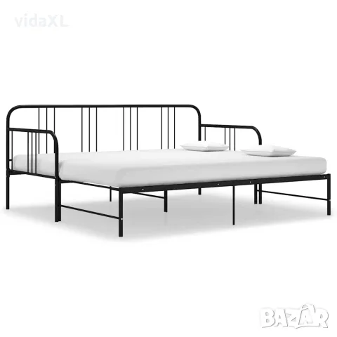 vidaXL Разтегателна кушетка рамка за легло черна метал 90x200 см, снимка 3 - Спални и легла - 56146796