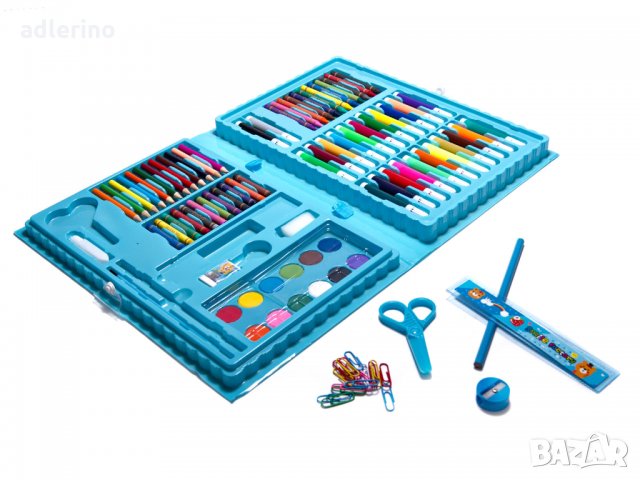 Художествен комплект за рисуване в куфар, 86 елемента, син, снимка 9 - Рисуване и оцветяване - 34470860