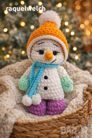 Ръчно Изплтен Снежен Човек "Амигурими", снимка 4 - Плюшени играчки - 52889955
