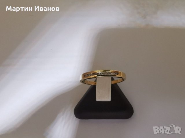 Златен пръстен с диаманти 9 карата , снимка 5 - Пръстени - 30077798