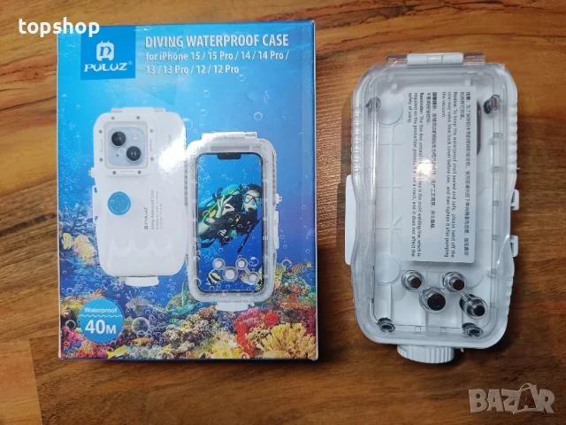 Водоустойчив калъф PULUZ 40M/130FT за iPhone 15/15 Pro/14/14 Pro/13/13 Pro/12/12 Pro, защитен корпус, снимка 9 - Калъфи, кейсове - 50493216