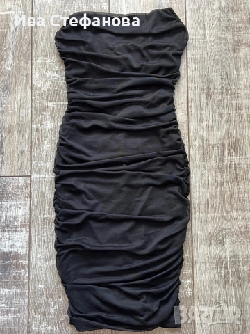 Нова черна парти коктейлна официална структурна рокля тип корсет набрана по цялата дължина 