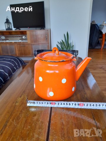 Стар емайлиран чайник #47, снимка 3 - Антикварни и старинни предмети - 38207300