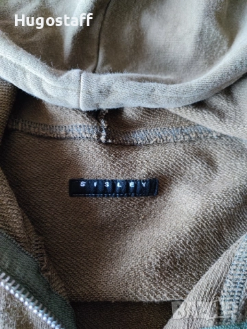 Италиански военнен суичър худи зелен качулка Sisley Л,Хл, снимка 4 - Суичъри - 52010471