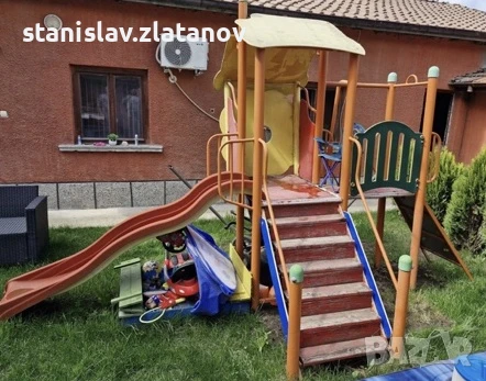 Дървена / метална детска площадка , катерушка , къща , пързалка , стена за катерене
