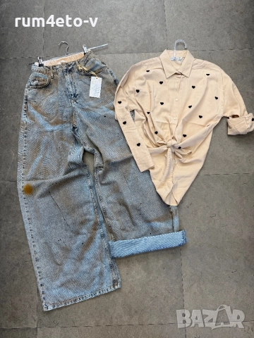 Дънки с ластик и ръждив ефект , снимка 6 - Дънки - 51620842