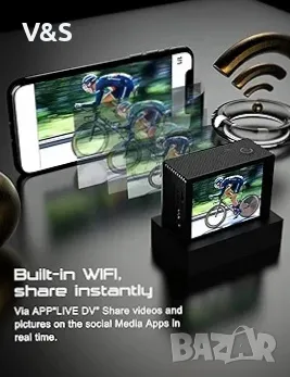 Apexcam M90 Pro EIS Екшън камера 4K 20MP WIFI за спорт 170° широкоъгълна 40M Водоустойчива с дистанц, снимка 6 - Камери - 49817258