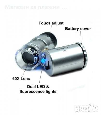 ЛУПА МИКРОСКОП UV ЛЕД ОСВЕТЛЕНИЕ УВЕЛИЧЕНИЕ 60Х ТЕЛЕФОН МАКРО ОБЕКТИВ - код 1178, снимка 5 - Селфи стикове, аксесоари - 34293258