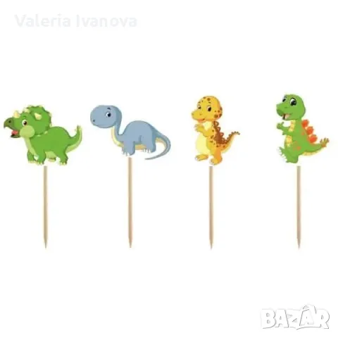 Топери за украса Динозаври, 8 броя, еднолицеви 99946