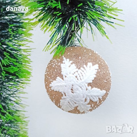 3383 Блестяща коледна топка за елха с декорация снежинка, 8 см, снимка 3 - Декорация за дома - 39084984