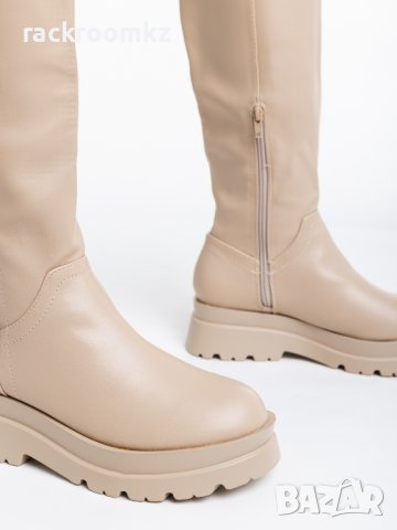 ЗИМНА РАЗПРОДАЖБА! Дамски модни ботуши в бежов цвят на платфотма олекотен модел, снимка 6 - Дамски ботуши - 42524567