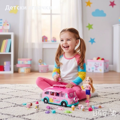 Кукла Барби с камион за сладолед , снимка 3 - Кукли - 52657844