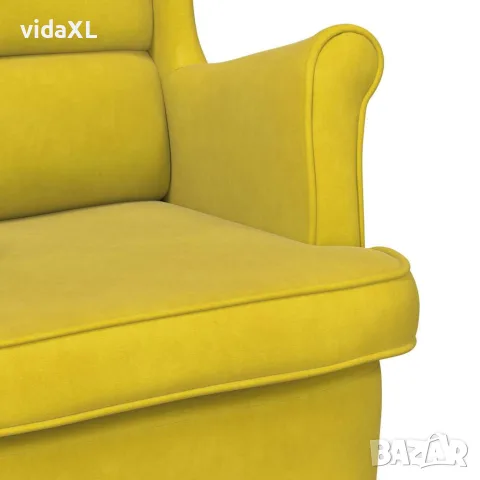 vidaXL Фотьойл, горчица, кадифе, снимка 7 - Дивани и мека мебел - 56146805