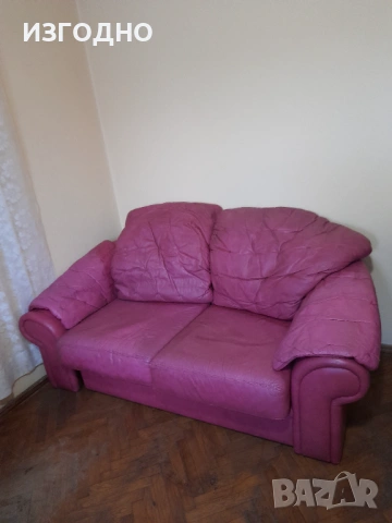 150€ ДВОЕН ДИВАН ОТ ЕСТЕСТВЕНА КОЖА, снимка 2 - Дивани и мека мебел - 53964187