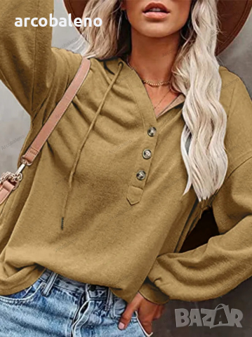 Дамско горнище с качулка Ежедневен свободен едноцветен суичър, 4цвята , снимка 15 - Суичъри - 44793379