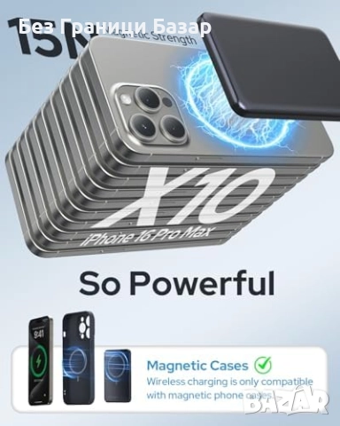 Нов Магнитен Power Bank 5000mAh за iPhone 17/16/15/14 серии, тънък модел, снимка 2 - Външни батерии - 52249262