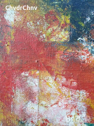 Цвятко Цветков 65см/голяма абстрактна българска картина масло върху платно/ексресионизъм, снимка 6 - Картини - 51432360