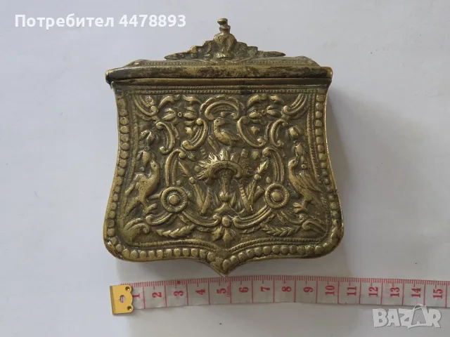 Автентичен фишеклък барутник паласка, снимка 2 - Антикварни и старинни предмети - 56255776