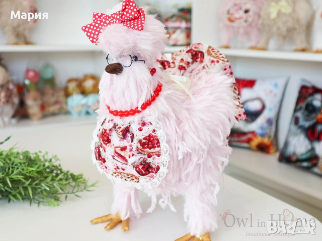 Бутикова пухкава интериорна кокошка, ръчна изработка