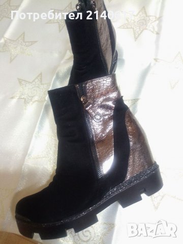 Нови боти 100% естествена кожа и велур ,N:39, снимка 2 - Дамски боти - 39836071