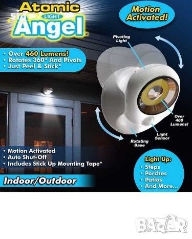 Мощна автоматична лампа Atomic Angel Cob Light, снимка 1 - Лампи за стена - 31818119