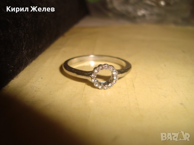НЕЖЕН АРТ ПРЪСТЕН МЕДЕН с БЯЛА ПОЗЛАТА и ФИНИАТЮРНИ ФАСЕТИРАНИ ИСКРЯЩИ ЦИРКОНИ 27646, снимка 7 - Пръстени - 37515943