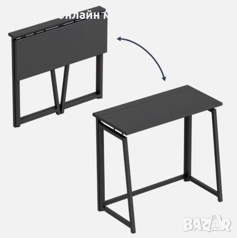 Сгъваемо бюро за компютър Ruhhy 26117 Черен, стил Лофт, снимка 3 - Бюра - 52562806