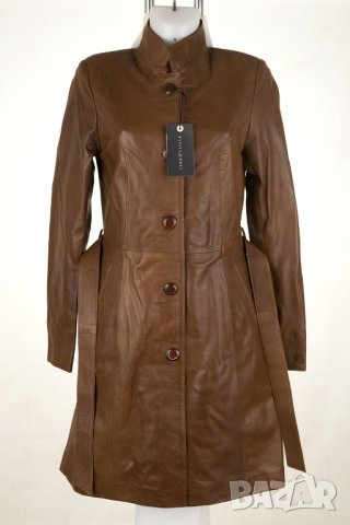 Дамско кафяво манто от естествена кожа марка Basics & More - XS/S, снимка 2 - Якета - 38095754