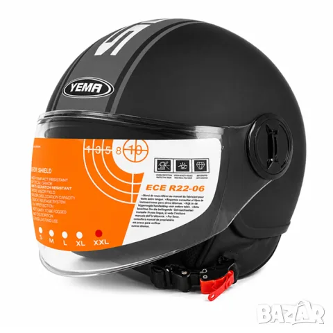Отворена мото каска YEMA ECE R22.06 черно
