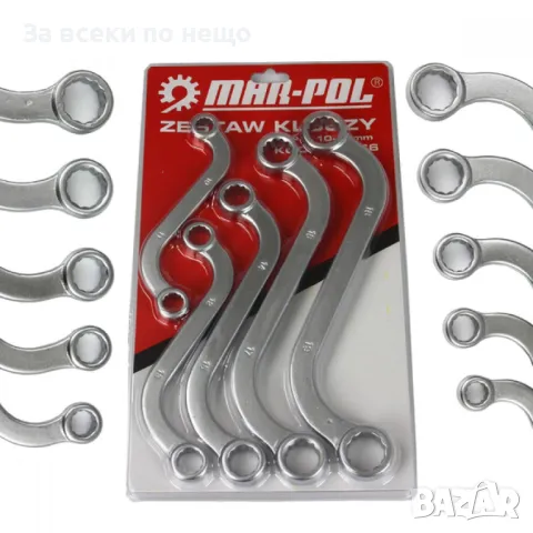 Звездогаечни S–образни ключове 10 – 19 мм 5 части Mar-Pol