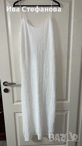 Нова дълга миди дължина елегантна  бяла еластична структурна рокля за всеки повод , снимка 2 - Рокли - 47364145