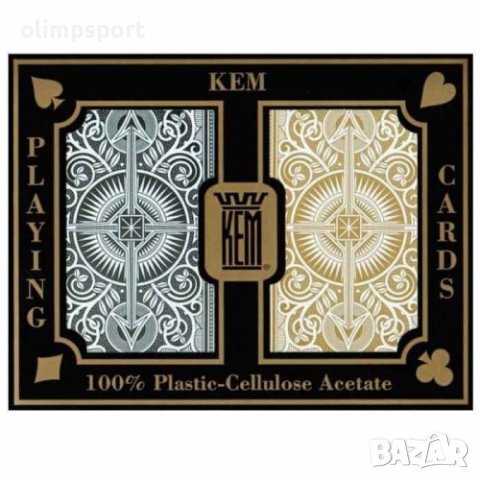 карти за игра KEM BRIDGE STANDARD INDEX BLACK AND GOLD нови 2 бр в комплект   