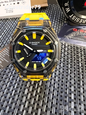 Custom Casio G-Shock GA-2100 CasioOak Yellow Smoke Edition. Brand New , снимка 8 - Мъжки - 52859055