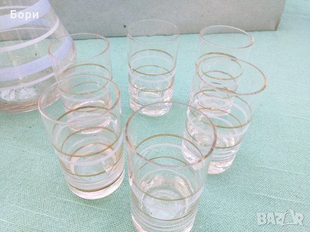 Български Сервиз от 1970г Гарафа и чаши, снимка 5 - Чаши - 34057206