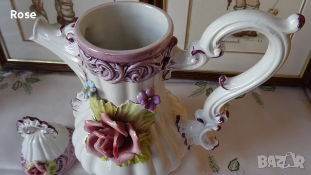 Ваза стил Capo di Monte с капак, снимка 4 - Вази - 50868381