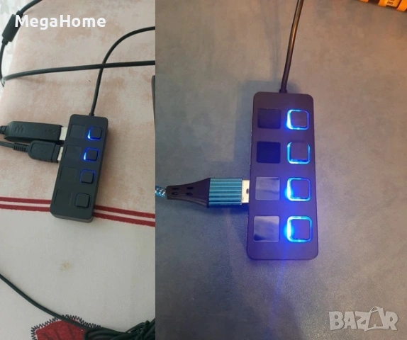 USB разклонител хъб, 4 порта USB 2.0 с индивидуални LED индикатори, 480MBp/s , снимка 8 - Други - 53227906