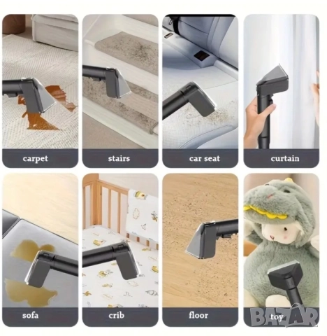 Перяща Преносима Прахосмукачка за Килими - Дълбоко Почистване на Дивани, Легла, Тапицерия, 800W, снимка 4 - Прахосмукачки - 51584421