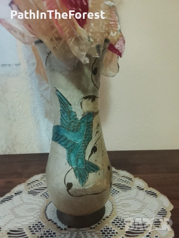 Ваза - рисуван месинг , снимка 2 - Вази - 54320995