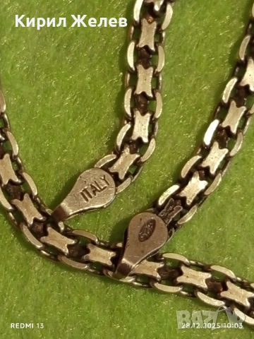 Сребърен ланец плетка тип КУБИНСКА ПЛЕТКА майсторска ръчна изработка Italy 40077, снимка 2 - Колиета, медальони, синджири - 52917553
