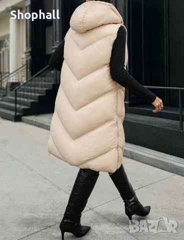 Дълъг елек в зелен и бежов цвят. Размер S., снимка 3 - Елеци - 53201770