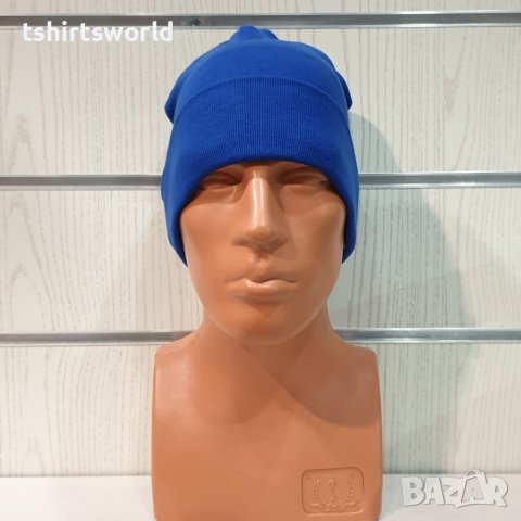 Нова мъжка зимна шапка с подгъв в син цвят, снимка 11 - Шапки - 39325482