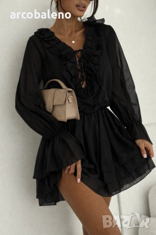 Елегантна дамска рокля с волани BELLA, 6цвята , снимка 3 - Рокли - 53939912