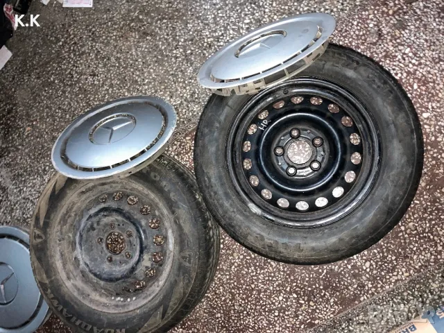 Оригинални Мерцедесови Железни Джанти 15ки 5х112 с Гуми , снимка 2 - Гуми и джанти - 48304922