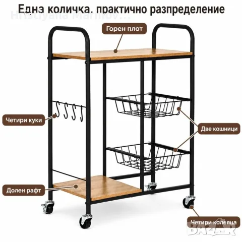 ️ Кухненска количка с две изтеглящи се кошници, снимка 5 - Кухни - 56099509