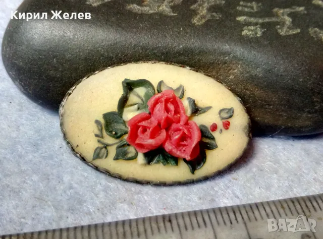 СТАРИННО ФЛОРАЛНО БИЖУ БРОШКА с РОЗИ ХУДОЖЕСТВЕНА РЪЧНА ИЗРАБОТКА 48879, снимка 2 - Антикварни и старинни предмети - 48842347