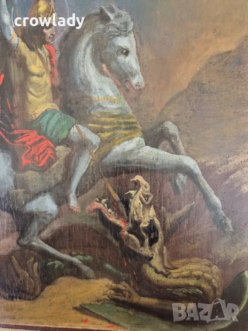 Стара Руска св.Георги Домашна Икона красива оригинал 19 век, снимка 4 - Антикварни и старинни предмети - 50779949