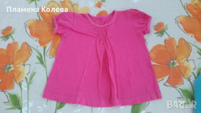 Блуза с къс ръкав тип пелерина, снимка 1 - Бебешки блузки - 30225724