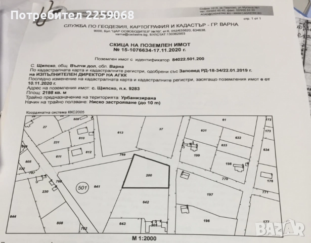 Продавам парцел в с.Щипско 