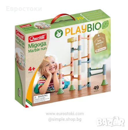 Конструктор Quercetti Migoga PlayBio Marble Run, комплект от 49 части, снимка 1 - Конструктори - 47740374