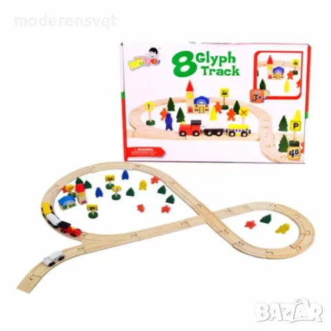 Дървен влак и релси 48 части, снимка 2 - Коли, камиони, мотори, писти - 47943335